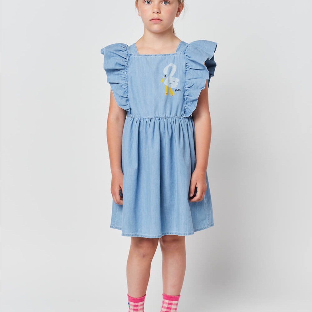 Bobo Choses Blue Pelican Ruffled A-line Sundress